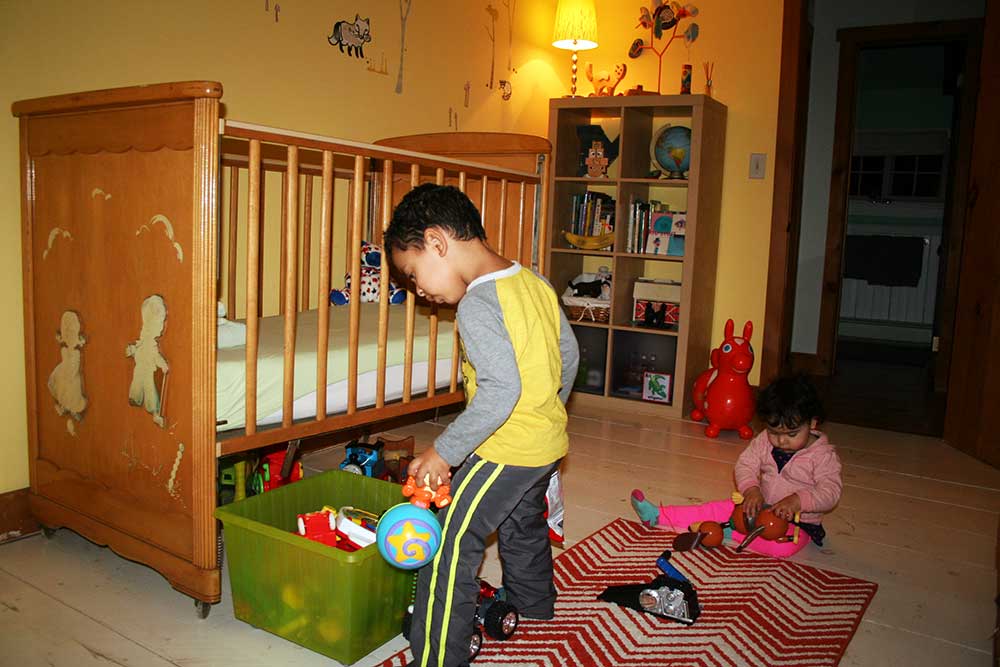 Children's bunk room inside the barn house