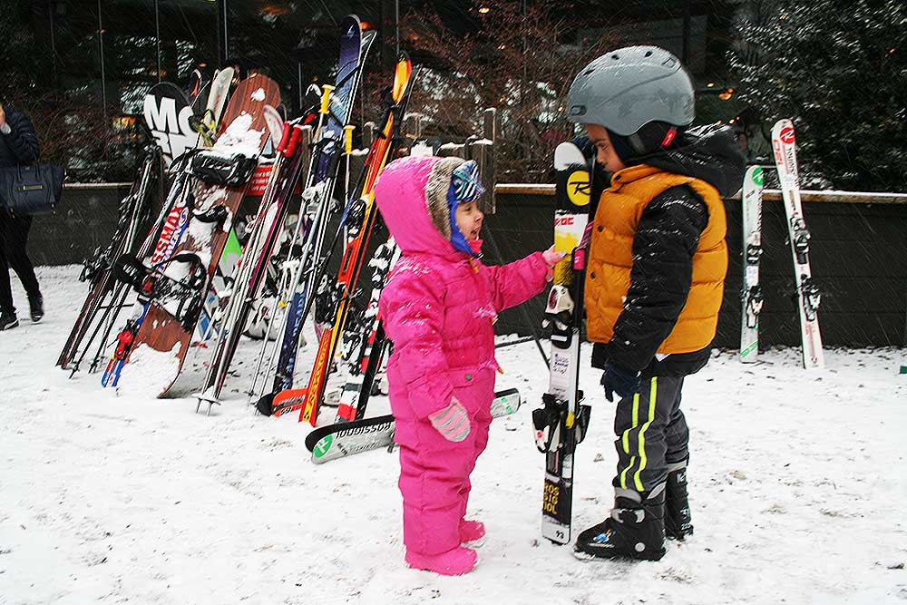 Selena and Elias bundled up at Mount Peter