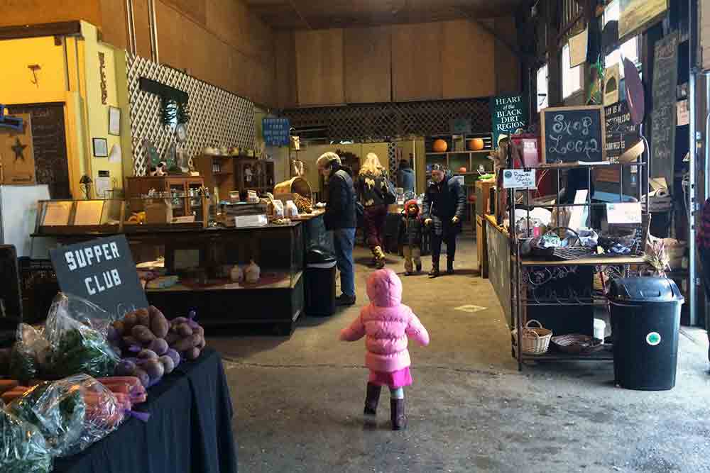 Family walking out of Rogowski Farm