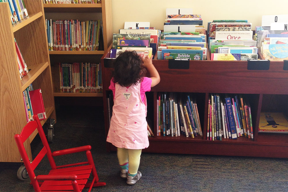 Exploring the children’s section at the library