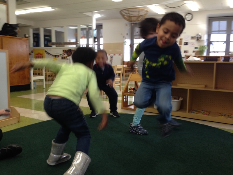 Family-friendly dance party with lights and costumes